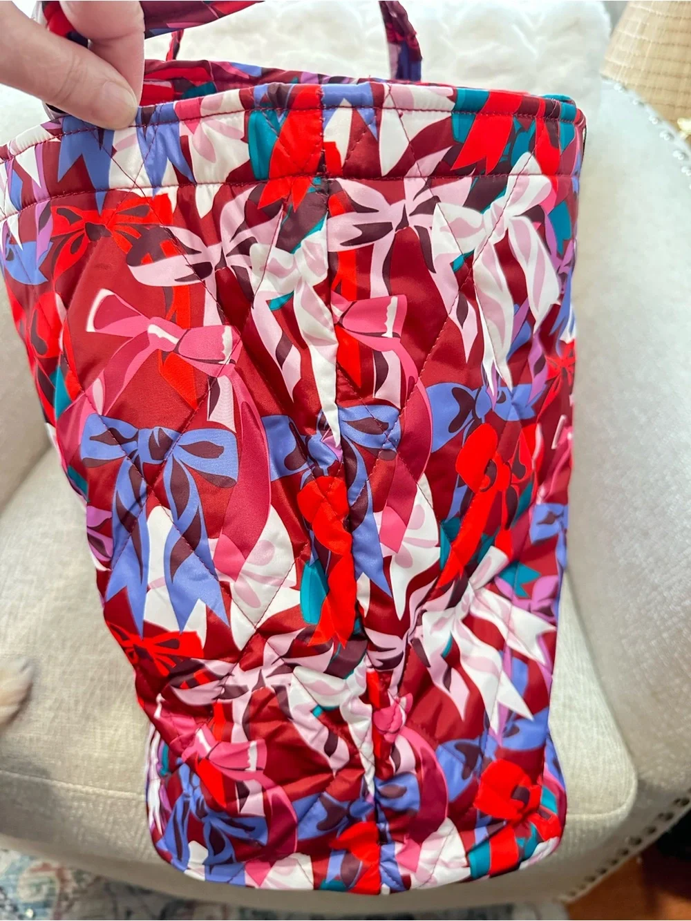 Vera Bradley Grand Tote in Bow Show Quilted Ribbon-Print Tote